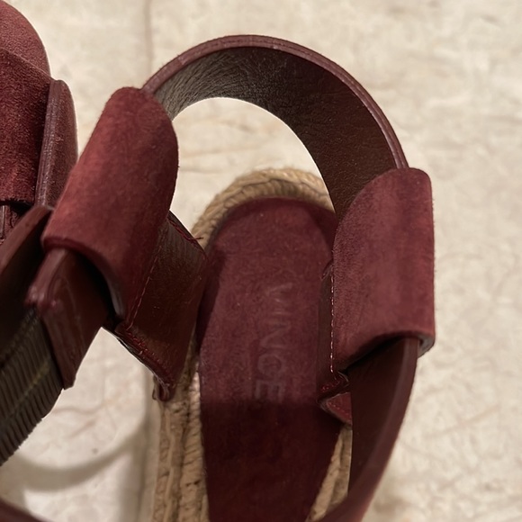 VINCE espadrille wedges suede Sandaals woman shoes size 7 burgundy red - Picture 3 of 7